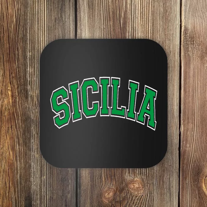 Sicilia Arched Green Text Coaster