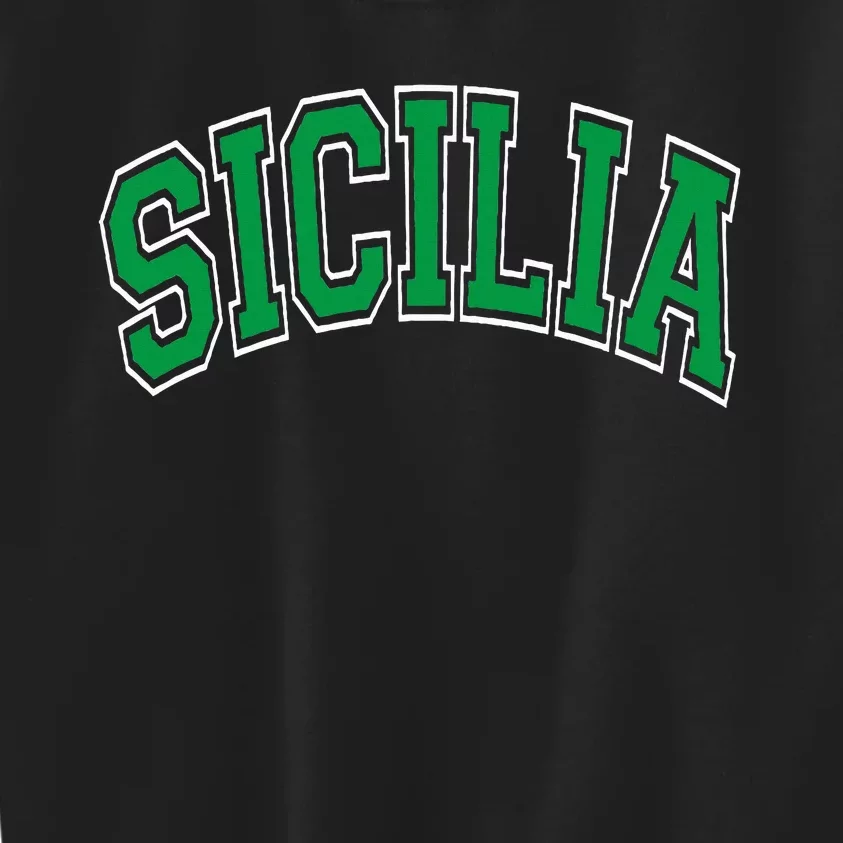 Sicilia Arched Green Text Kids Sweatshirt