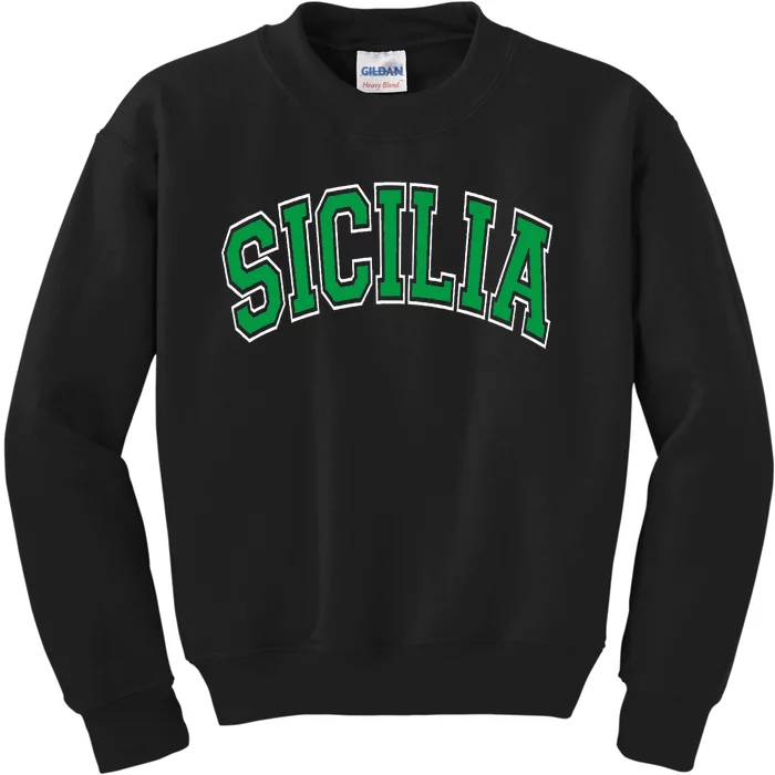 Sicilia Arched Green Text Kids Sweatshirt