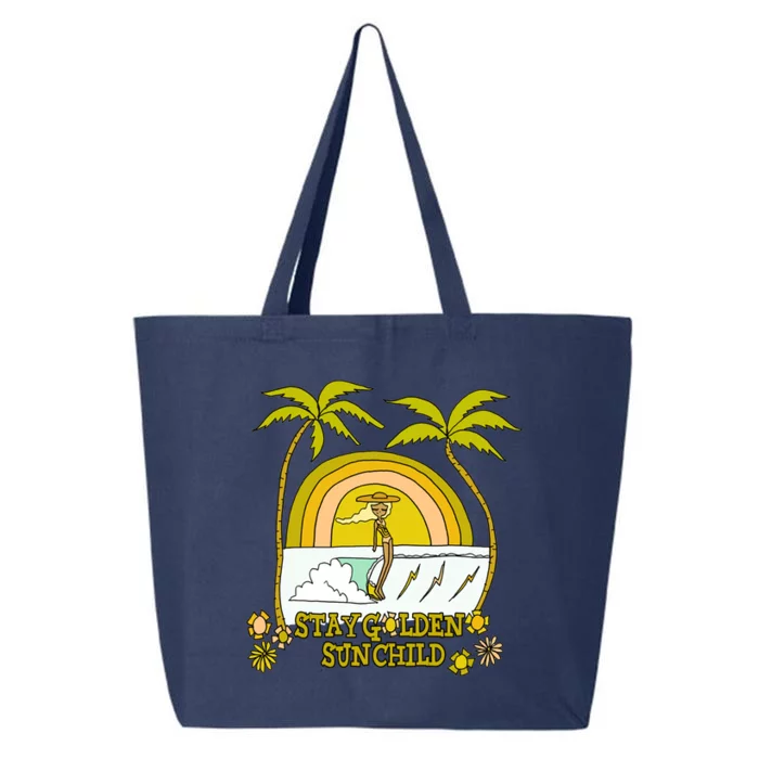 Stay A Golden Sun Summer Vibes Beach Vacay Summertime Gift 25L Jumbo Tote