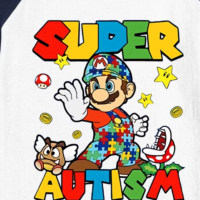 Super Autism Gamer Funny Cute Puzzle Autism Awareness Month Baseball Sleeve Shirt