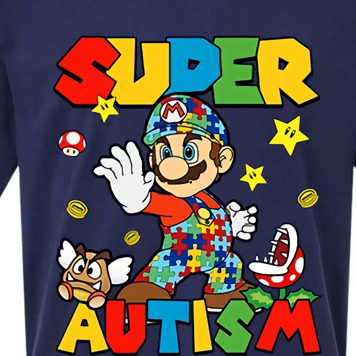 Super Autism Gamer Funny Cute Puzzle Autism Awareness Month Sueded Cloud Jersey T-Shirt