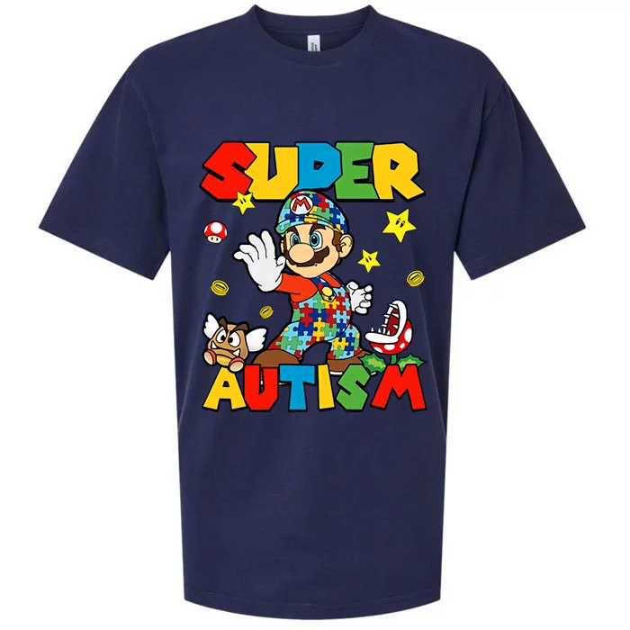 Super Autism Gamer Funny Cute Puzzle Autism Awareness Month Sueded Cloud Jersey T-Shirt