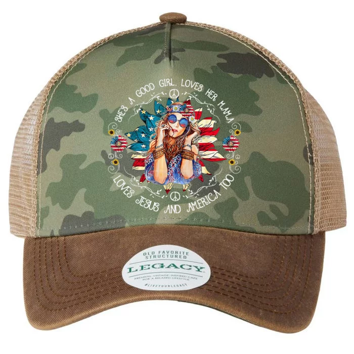 Shes A Good Girl Loves Her Mama Jesus America Too Legacy Tie Dye Trucker Hat