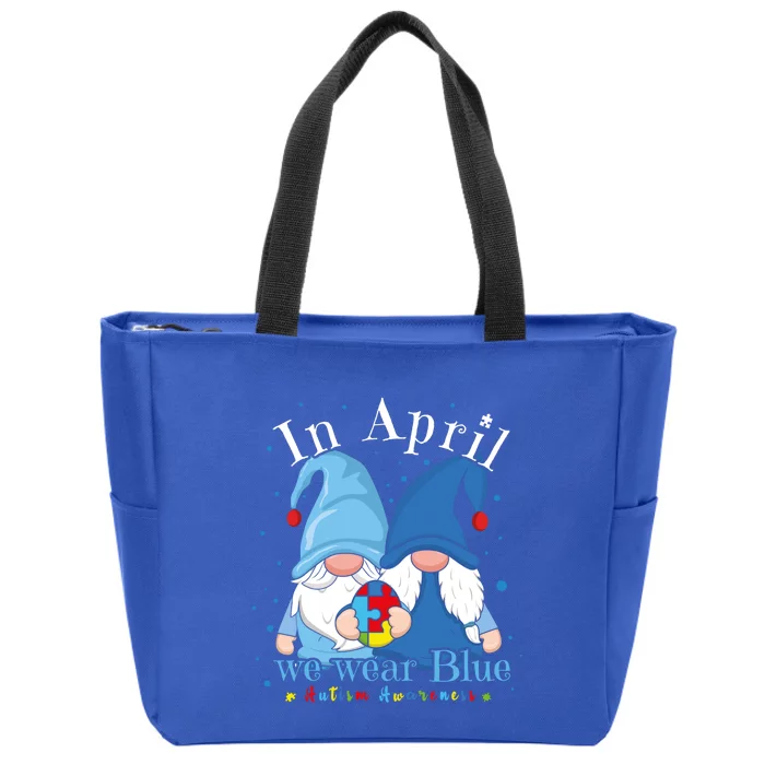 Support Advocate Gnomes In April Blue Utism Awareness Gift Zip Tote Bag