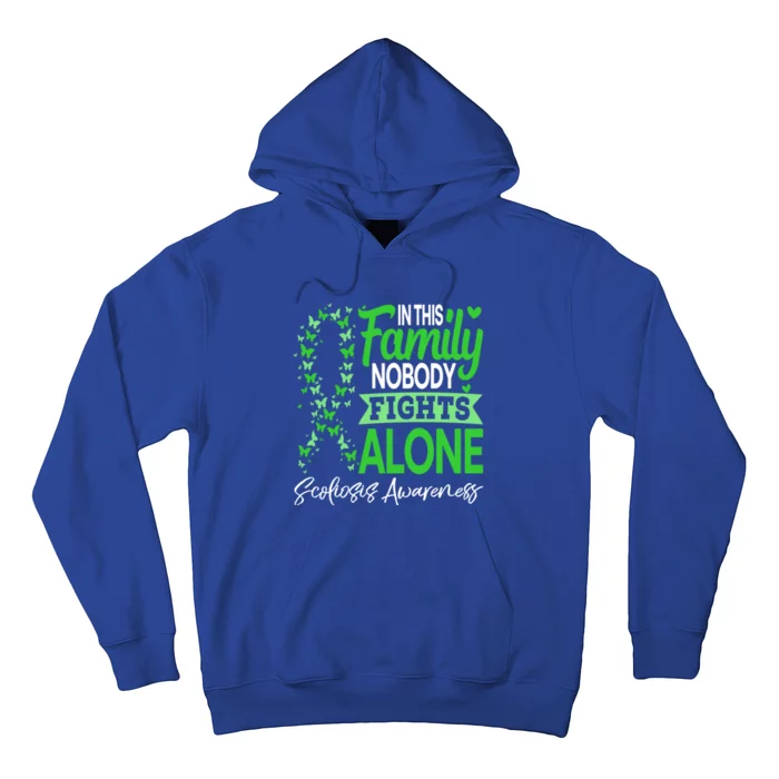 Scoliosis Awareness Green In This Family Nobody Fights Alone Funny Gift Hoodie