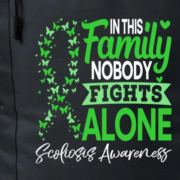 Scoliosis Awareness Green In This Family Nobody Fights Alone Funny Gift Daily Commute Backpack