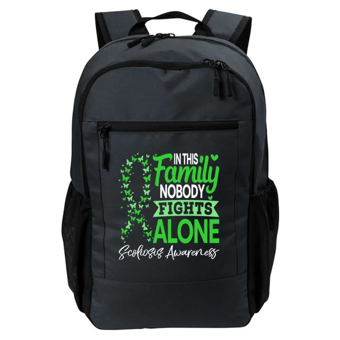 Scoliosis Awareness Green In This Family Nobody Fights Alone Funny Gift Daily Commute Backpack