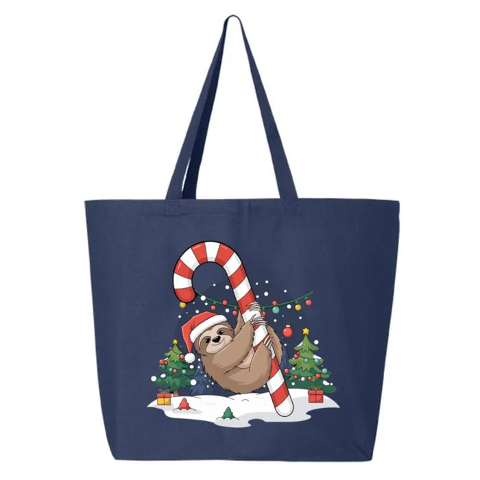 Sloth And Giant Candy Cane Christmas Pajama For Sloth Lovers Meaningful Gift 25L Jumbo Tote