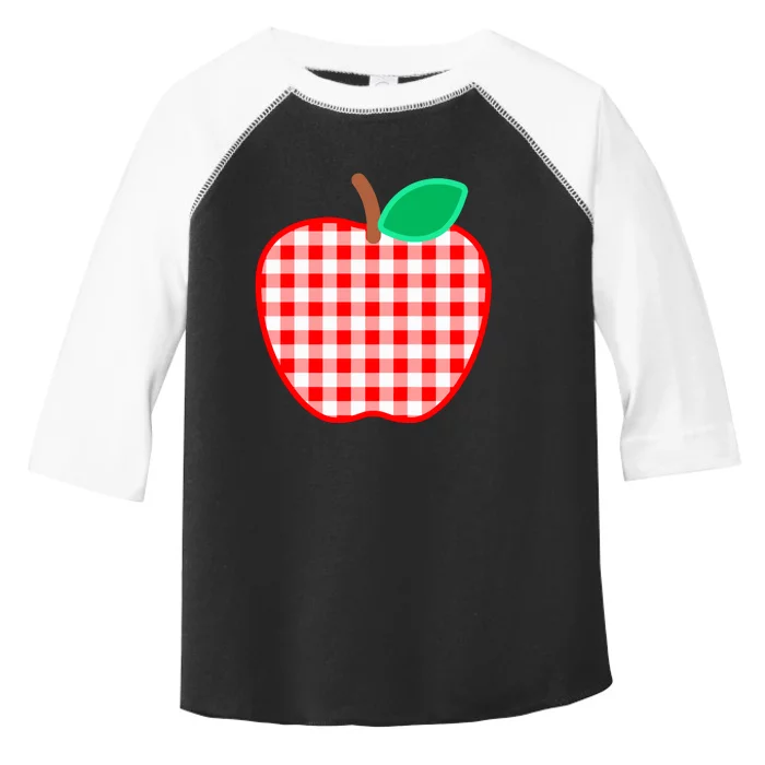 School Apple Gingham Check Girl First Day Of Preschool Toddler Fine Jersey T-Shirt