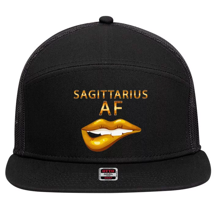 Sagittarius Af Gold Sexy Lip Birthday 7 Panel Mesh Trucker Snapback Hat