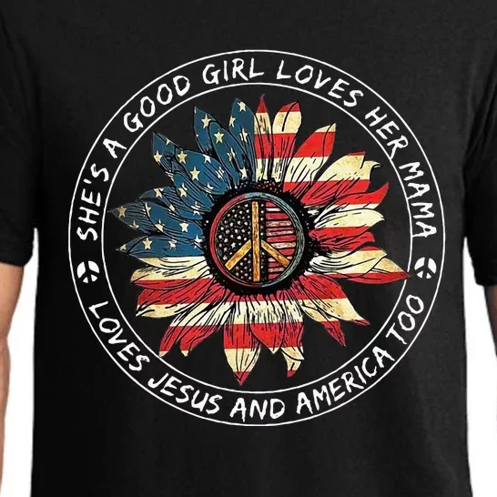 SheS A Good Girl Loves Her Mama Loves Jesus And America Too Pajama Set