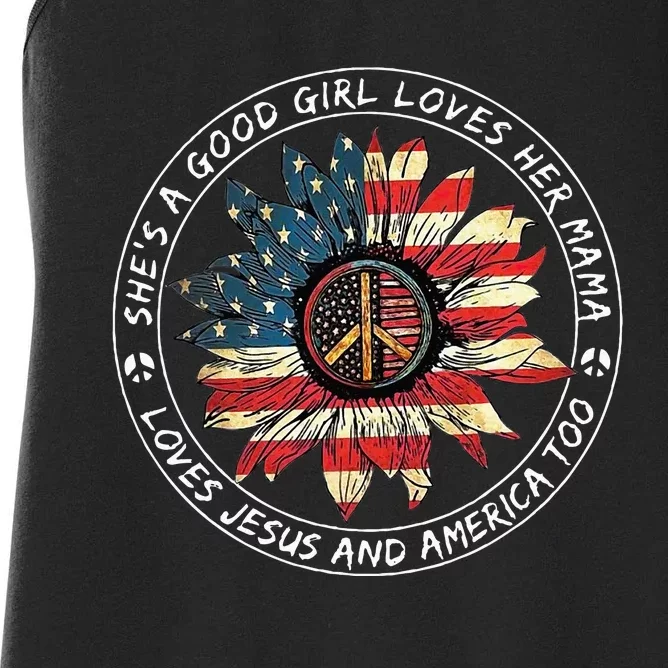 SheS A Good Girl Loves Her Mama Loves Jesus And America Too Women's Racerback Tank