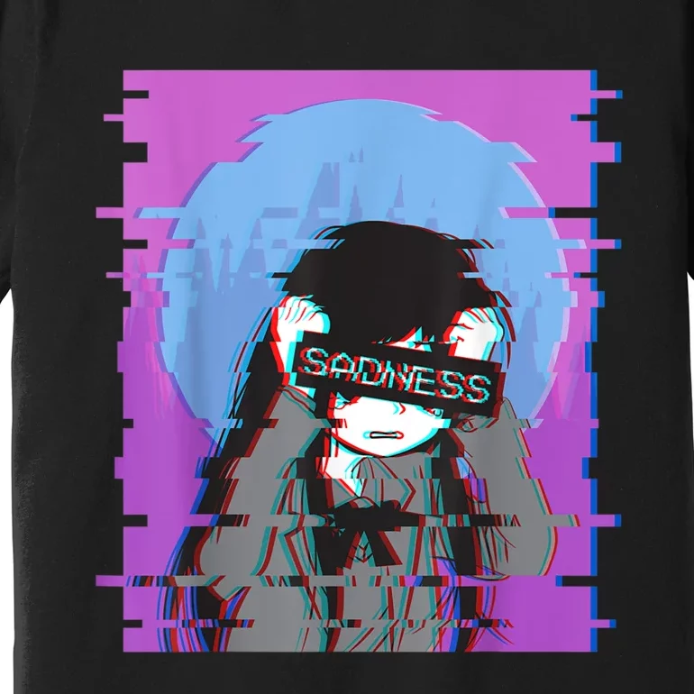 Sad Anime Girl Japanese Aesthetic Vaporwave Anime Otaku Premium T-Shirt