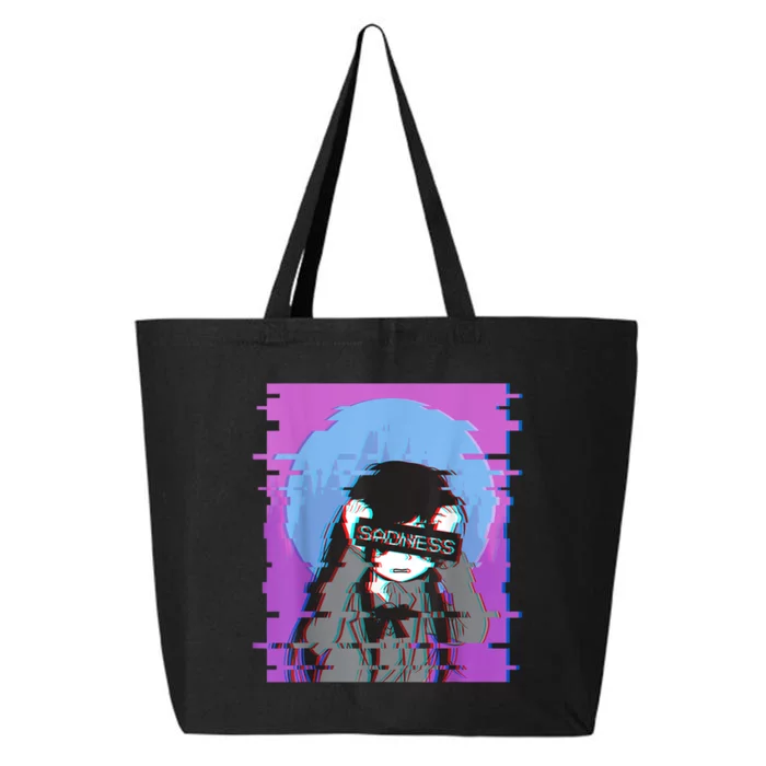 Sad Anime Girl Japanese Aesthetic Vaporwave Anime Otaku 25L Jumbo Tote