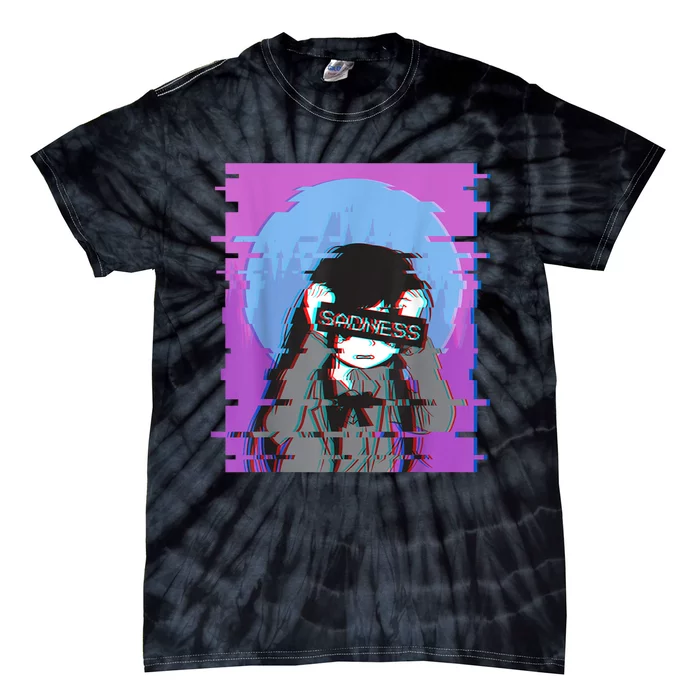 Sad Anime Girl Japanese Aesthetic Vaporwave Anime Otaku Tie-Dye T-Shirt