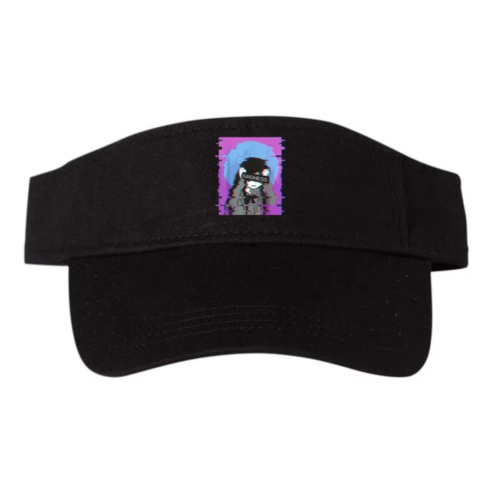 Sad Anime Girl Japanese Aesthetic Vaporwave Anime Otaku Valucap Bio-Washed Visor