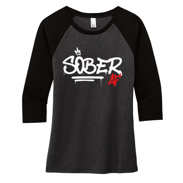 Sober AF Graffiti AA NA Recovery Women's Tri-Blend 3/4-Sleeve Raglan Shirt