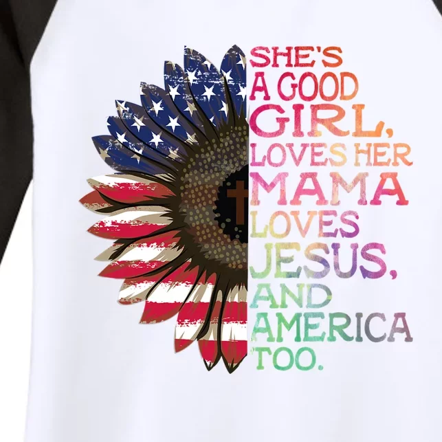 Shes A Good Loves Her Mama Jesus & America Too Hippie Women's Tri-Blend 3/4-Sleeve Raglan Shirt