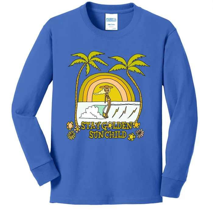 Stay A Golden Sun Summer Vibes Beach Vacay Summertime Great Gift Kids Long Sleeve Shirt