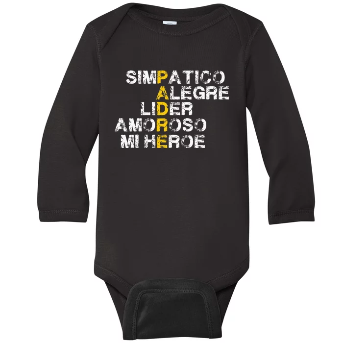 Spanish Acronym Gift For Fathers Day Baby Long Sleeve Bodysuit