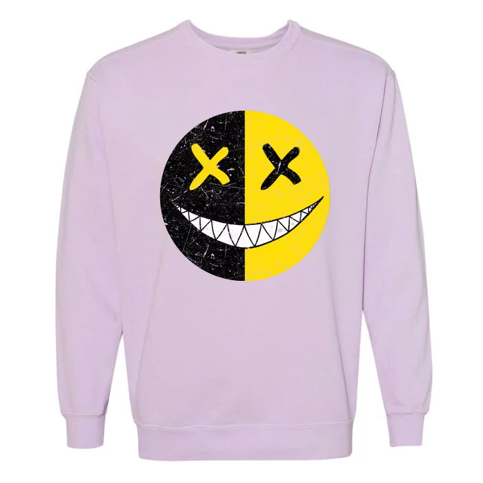 Street Abstract Graffiti Smile X Face Garment-Dyed Sweatshirt