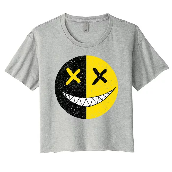 Street Abstract Graffiti Smile X Face Women's Crop Top Tee