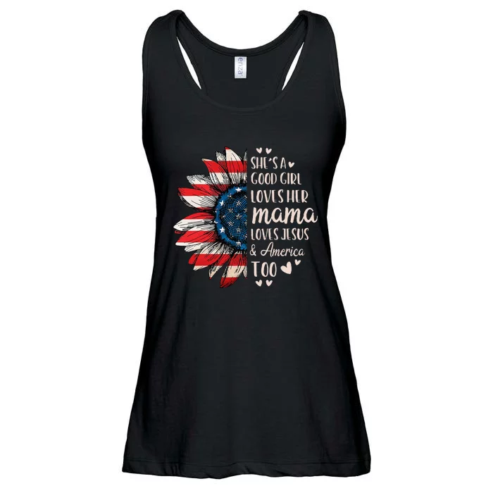 Shes A Good Girl Loves Her Mama Jesus America Ladies Essential Flowy Tank