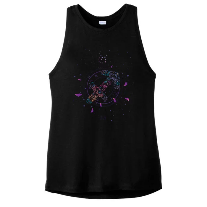 Sagittarius Floral Zodiac Ladies Tri-Blend Wicking Tank