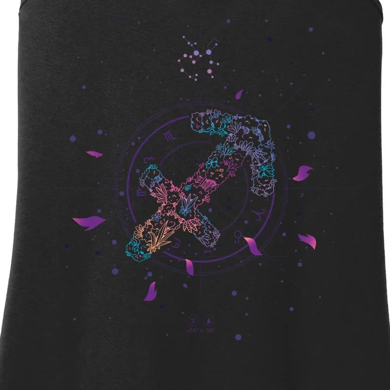 Sagittarius Floral Zodiac Ladies Essential Tank