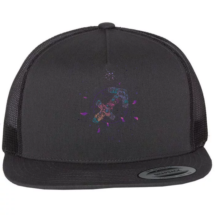 Sagittarius Floral Zodiac Flat Bill Trucker Hat