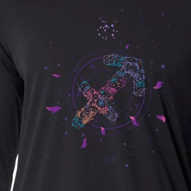 Sagittarius Floral Zodiac Cooling Performance Long Sleeve Crew