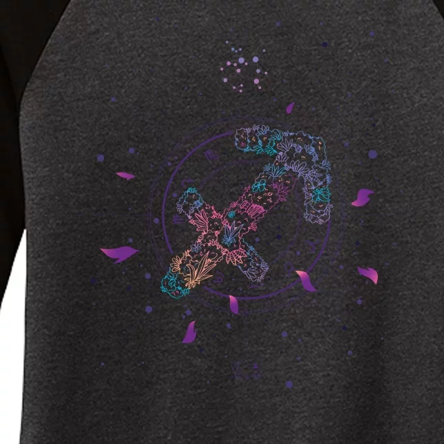 Sagittarius Floral Zodiac Women's Tri-Blend 3/4-Sleeve Raglan Shirt