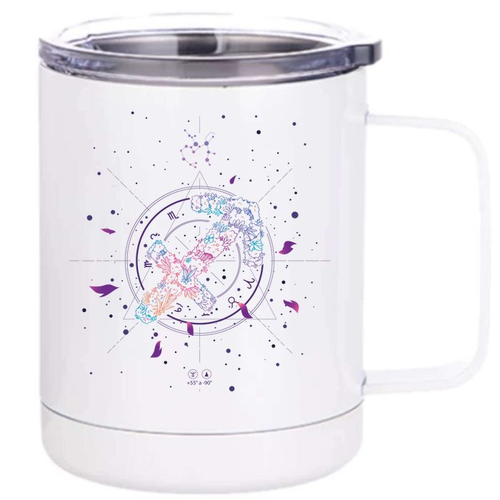 Sagittarius Floral Zodiac Front & Back 12oz Stainless Steel Tumbler Cup