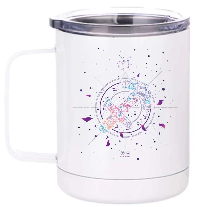 Sagittarius Floral Zodiac Front & Back 12oz Stainless Steel Tumbler Cup