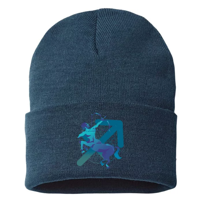 Sagittarius Zodiac Symbol Sustainable Knit Beanie