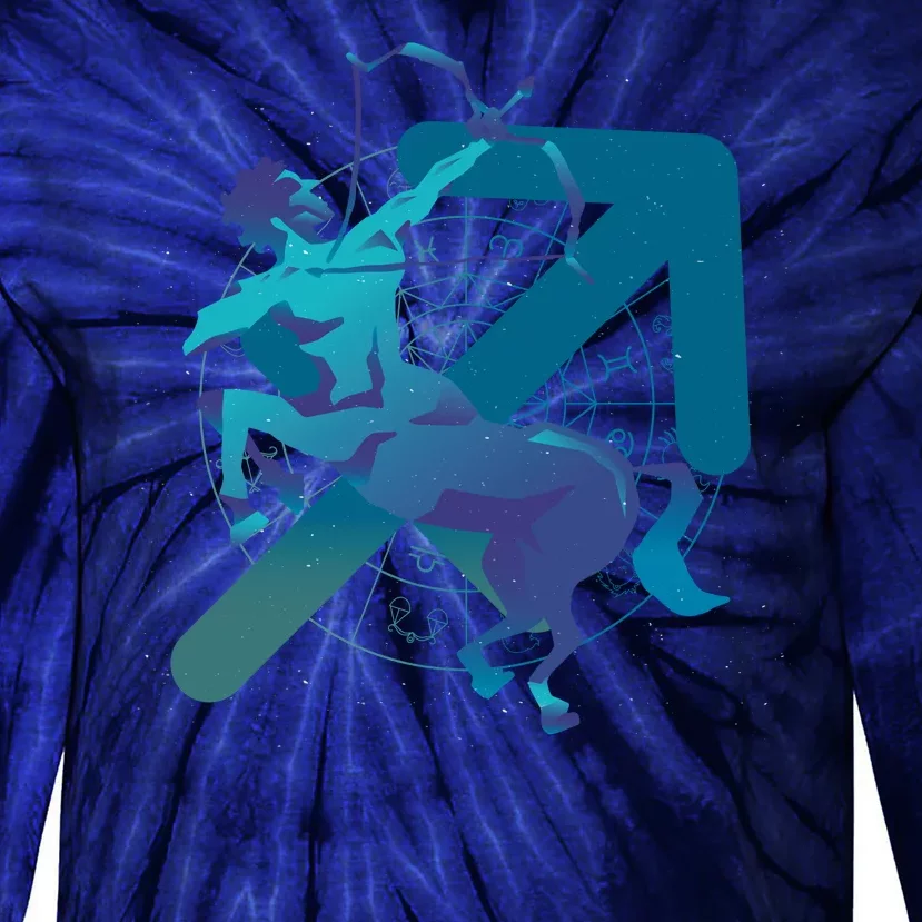 Sagittarius Zodiac Symbol Tie-Dye Long Sleeve Shirt