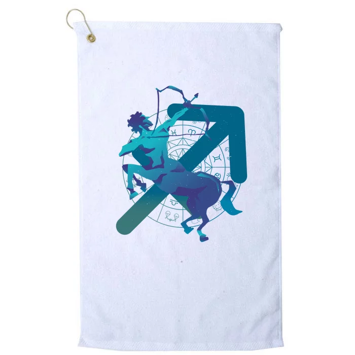 Sagittarius Zodiac Symbol Platinum Collection Golf Towel