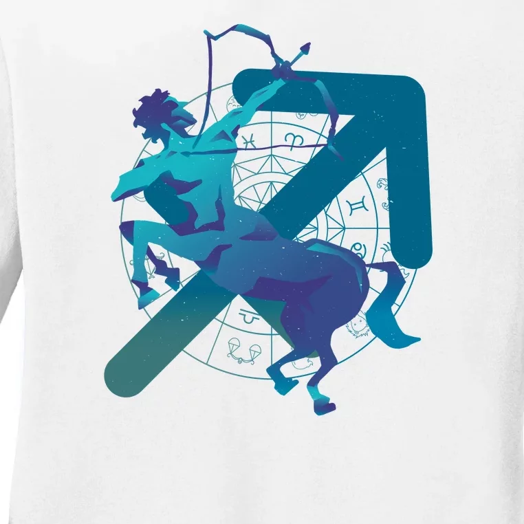 Sagittarius Zodiac Symbol Ladies Long Sleeve Shirt