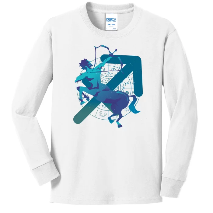 Sagittarius Zodiac Symbol Kids Long Sleeve Shirt