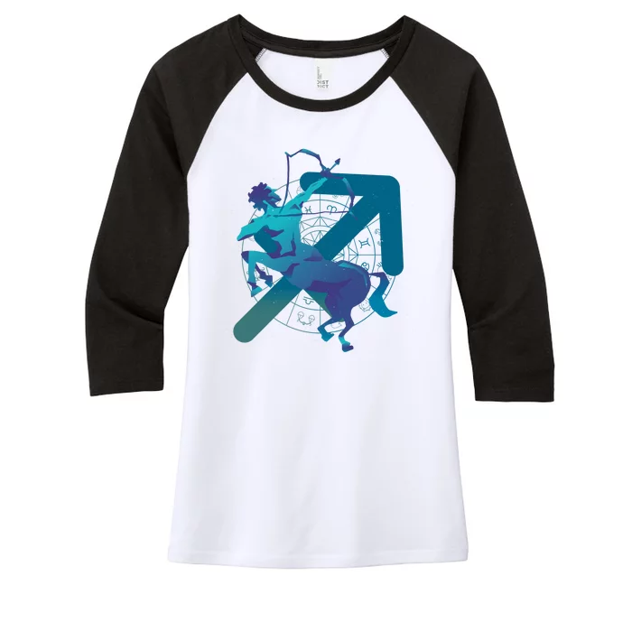 Sagittarius Zodiac Symbol Women's Tri-Blend 3/4-Sleeve Raglan Shirt