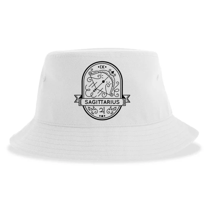 Sagittarius Zodiac Symbol Design Sustainable Bucket Hat