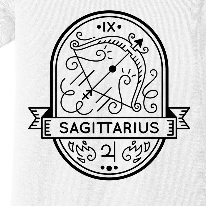 Sagittarius Zodiac Symbol Design Baby Bodysuit