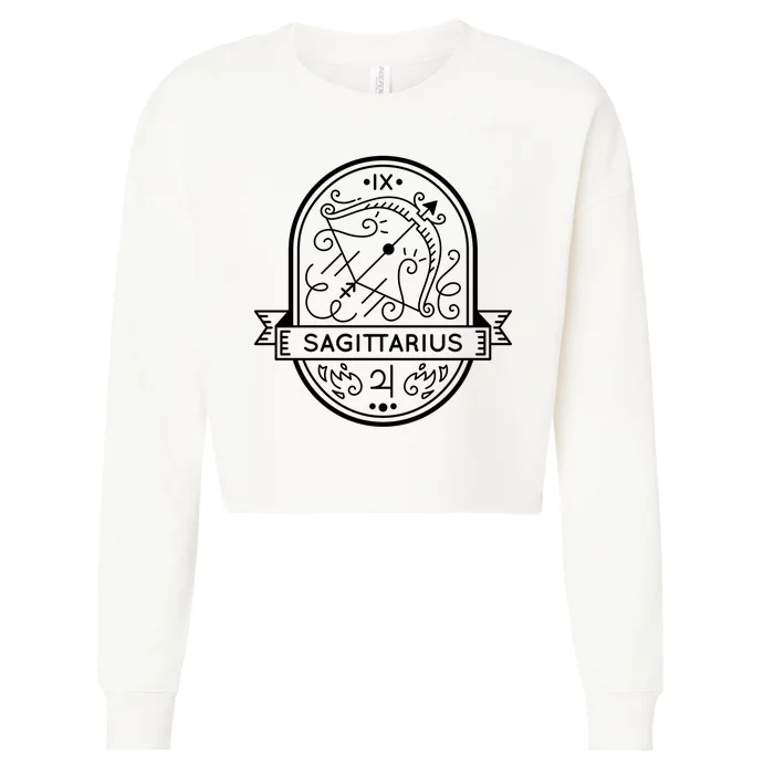 Sagittarius Zodiac Symbol Design Cropped Pullover Crew