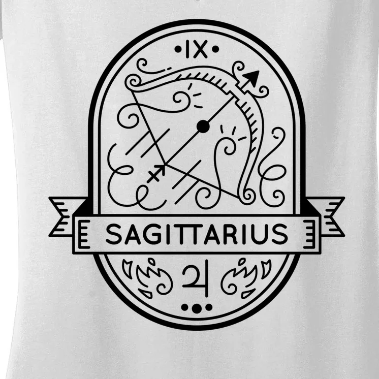 Sagittarius Zodiac Symbol Design Women's V-Neck T-Shirt