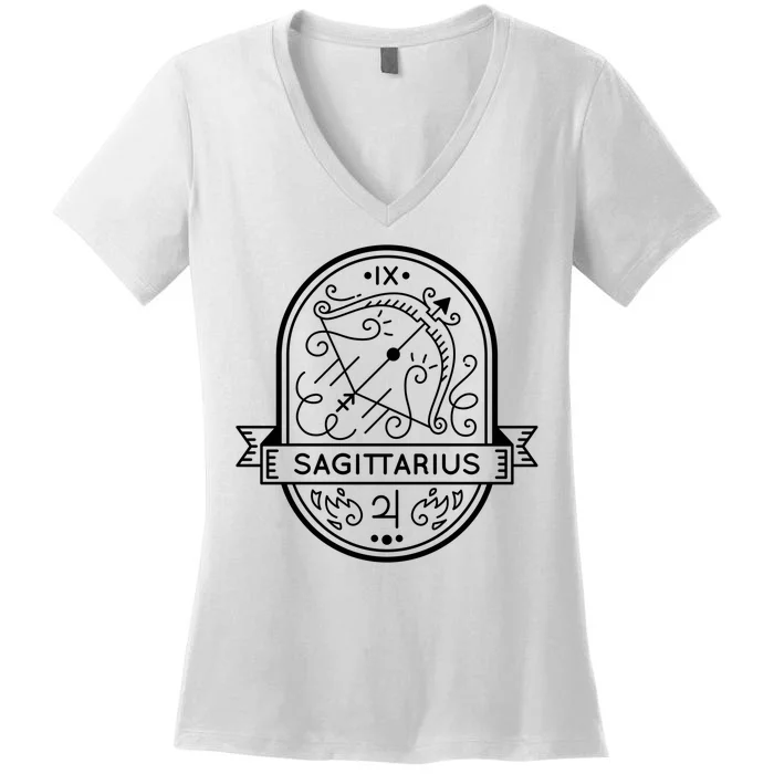 Sagittarius Zodiac Symbol Design Women's V-Neck T-Shirt