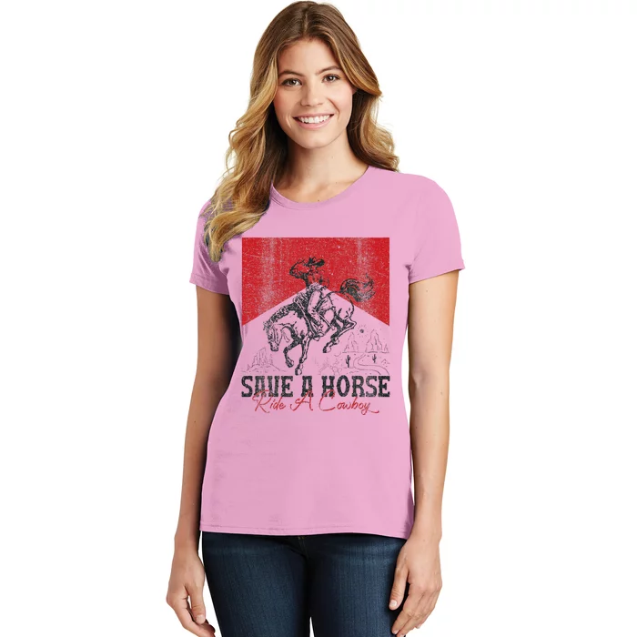 Save A Horse Ride A Cowboy Vintage Country Western Women's T-Shirt