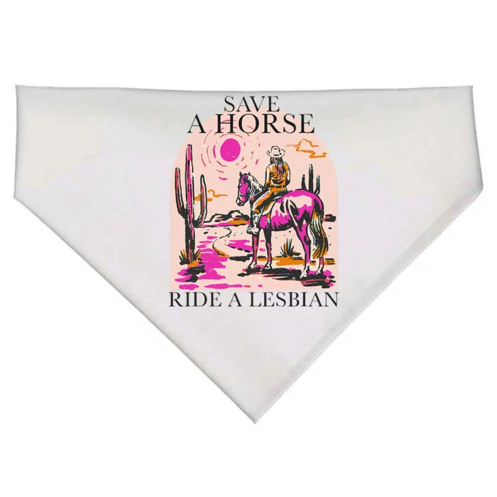 Save A Horse Ride A Lesbian Cowboy Lgbtq Western Retro USA-Made Doggie Bandana