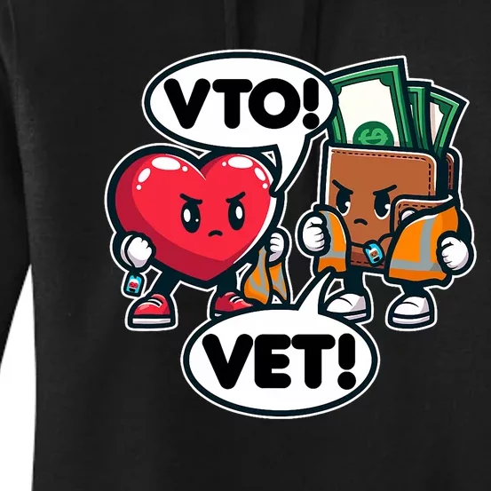 Swagazon Associate Heart Says Vto Wallet Says Vet Women's Pullover Hoodie