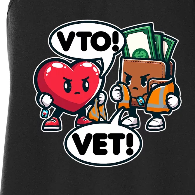 Swagazon Associate Heart Says Vto Wallet Says Vet Women's Racerback Tank